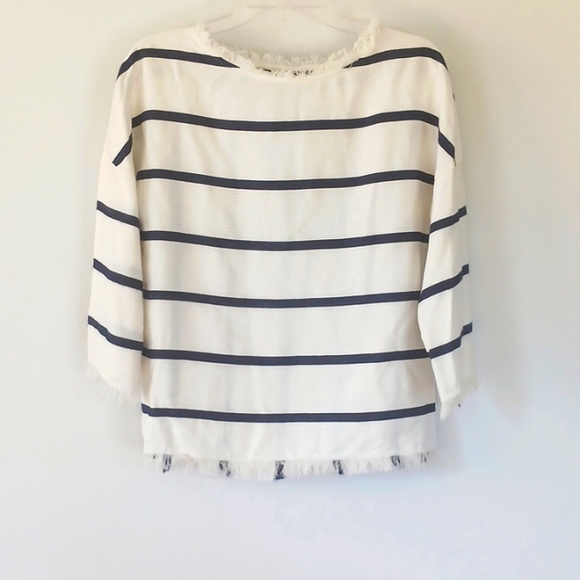 Zara Tops - zara basic white with blue strips top